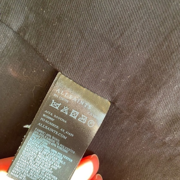 Allsaints Women’s Aiva Sabina Wool Leather Blazer Jacket Grey Size 0 Business - Picture 9 of 9